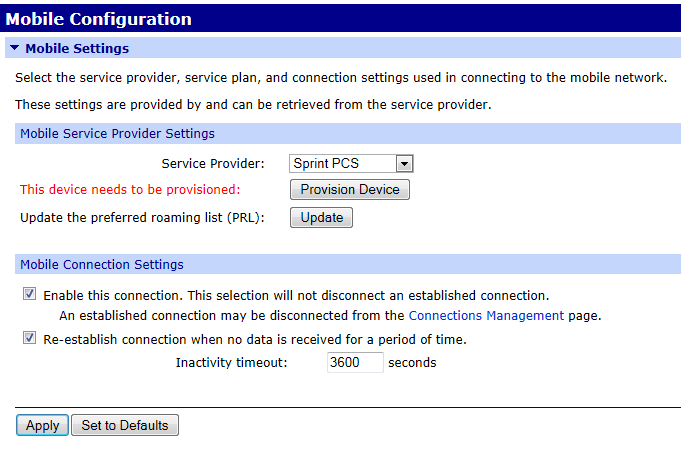 Mobile Configuration - Sprint